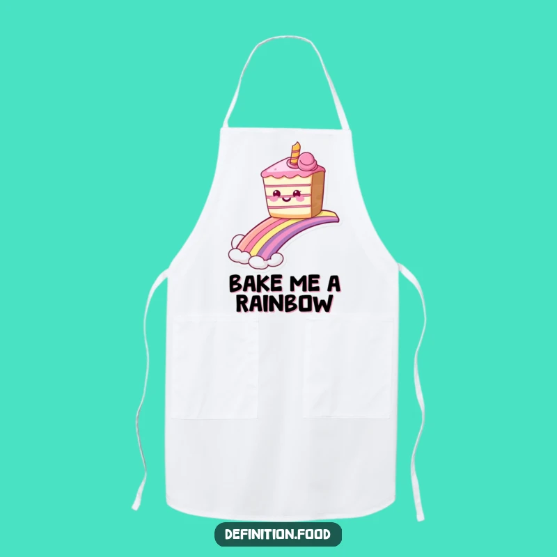 Funny Grinning Cake Rainbow Apron, Sweet Ride Kitchen Humorous Wear