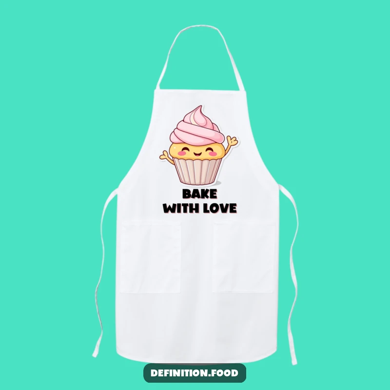 Funny Waving Cupcake Apron - Cheerful Kitchen Character for Fun Cooking