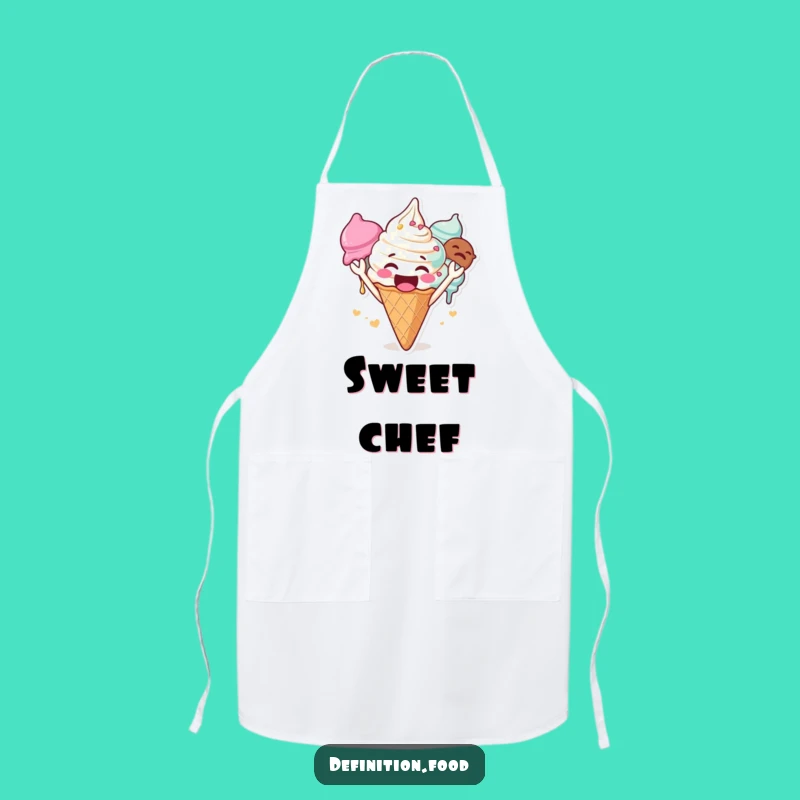 Funny Cheering Ice Cream Apron - Gleeful Character for Sweet Cooking