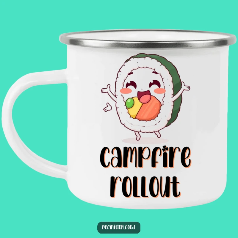 Funny Sushi Pirouette Camping Mug - Adventure Fuel for Foodies!