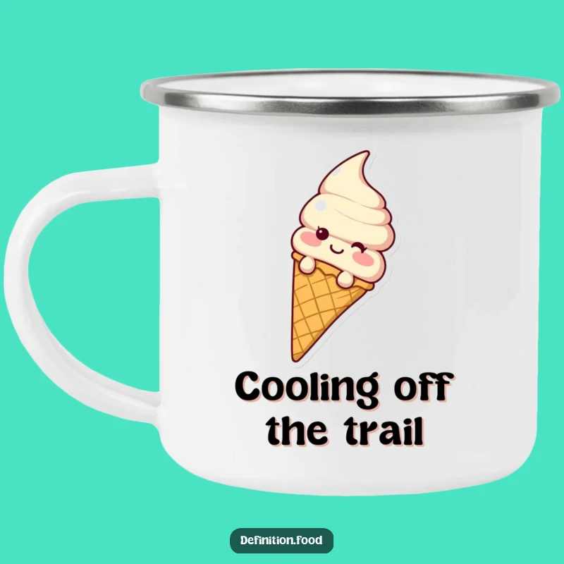 Funny Ice Cream Cone Sliding Enamel Camping Mug - Waffle Cone Outdoor Humor
