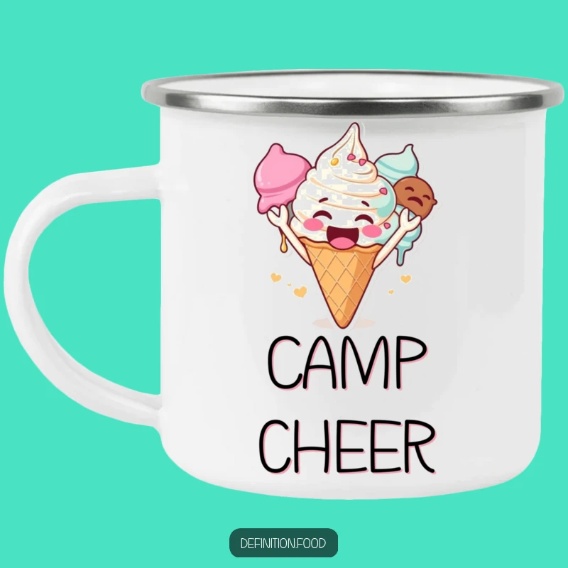 Funny Cheering Ice Cream Camping Mug - Durable Sweet Cup for Outdoor Fun