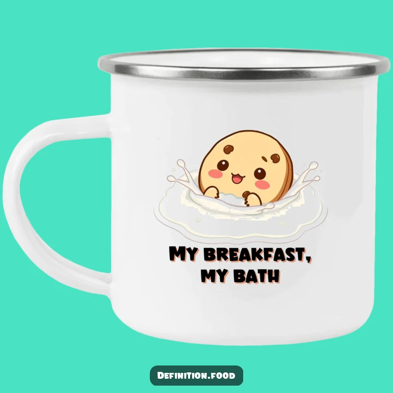 Funny Cookie Swim Enamel Camping Mug - Milk Bath Outdoor Humor