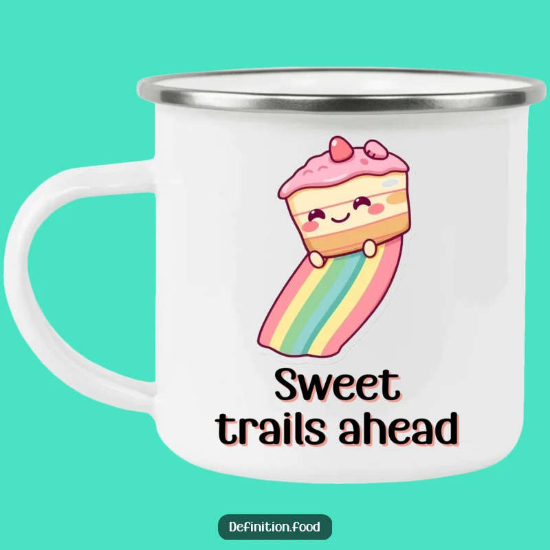 Funny Rainbow Cake Camping Mug - Adventure-Ready Dessert Drinkware, Perfect Funny Gift!