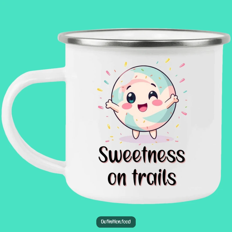 Funny Spinning Candy Camping Mug: Adventure Sweetness with Humorous Flair