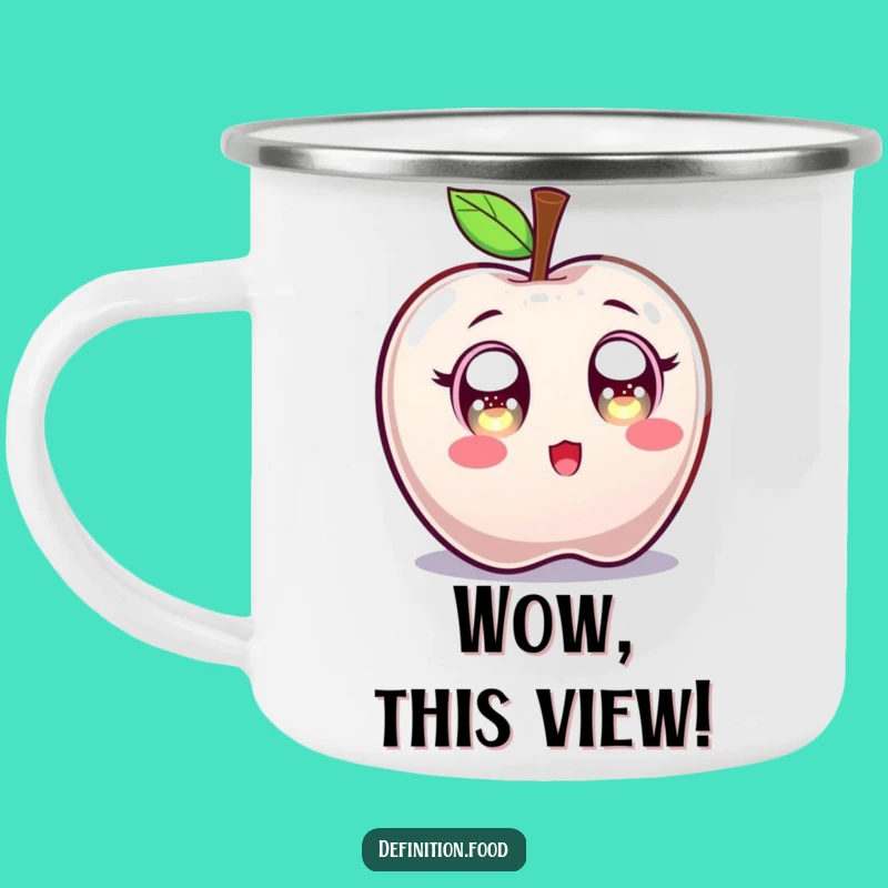 Funny Surprised Candy Apple Camping Mug: Your Shockingly Delightful Trail Companion