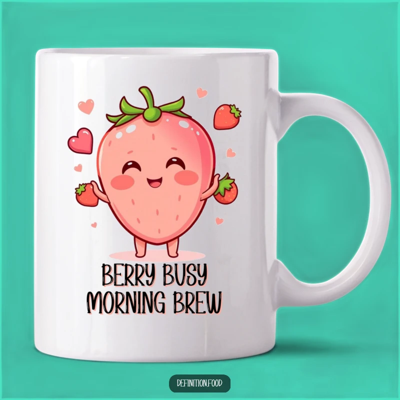 Funny Blushing Strawberry Juggling Food Shapes Mug - A Whimsical and Funny Gift Idea