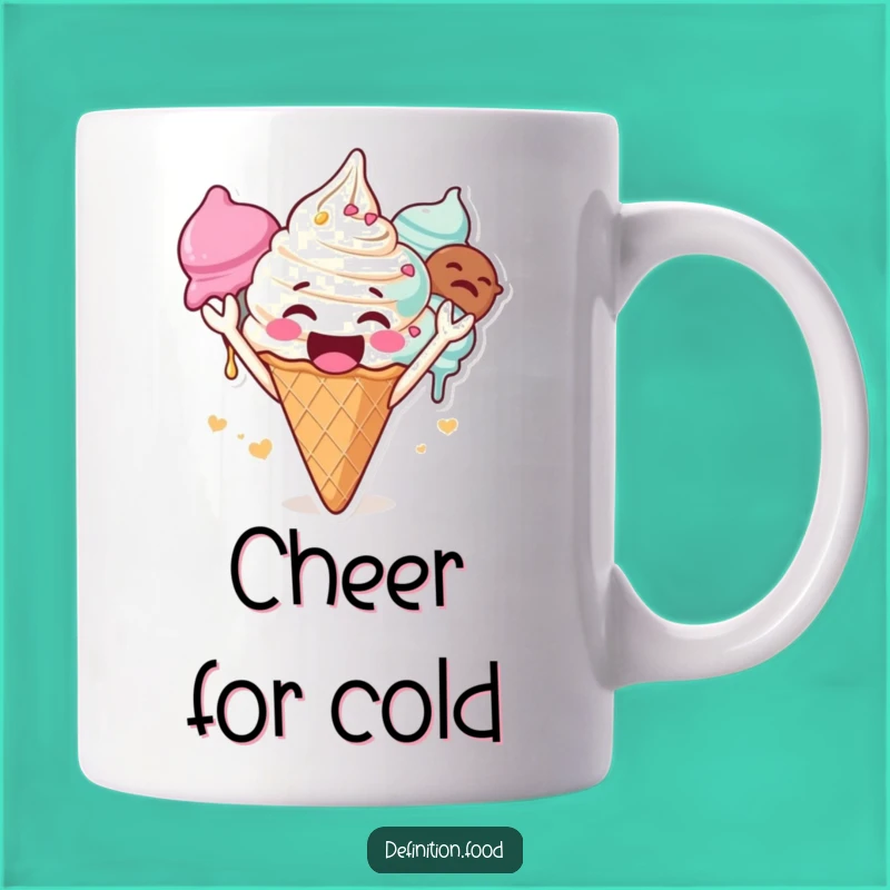 Funny Cheering Ice Cream Mug - Sweet Character Joy, Perfect Funny Gift