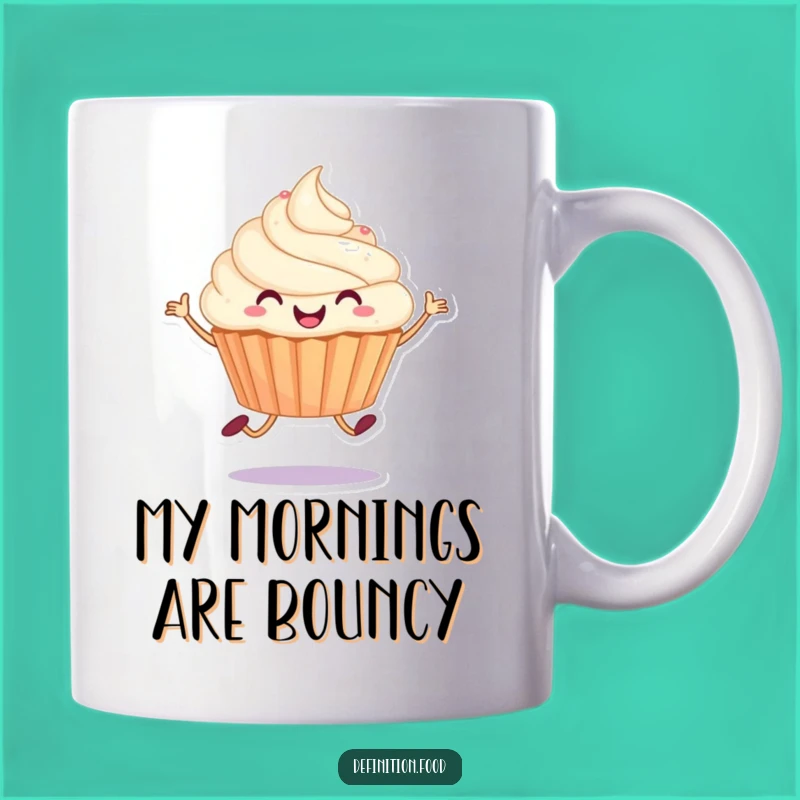 Funny Joyful Cupcake Hop Mug: Start Your Day with a Sweet Laugh