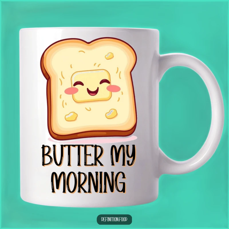 Funny Toast Butter Mug, Wiggling with Glee Humorous Breakfast Gift