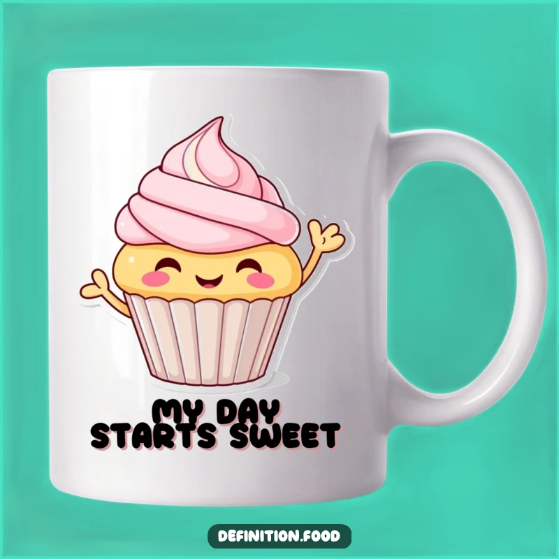 Funny Waving Cupcake Mug Treat - A Cheerful Character Funny Gift Idea