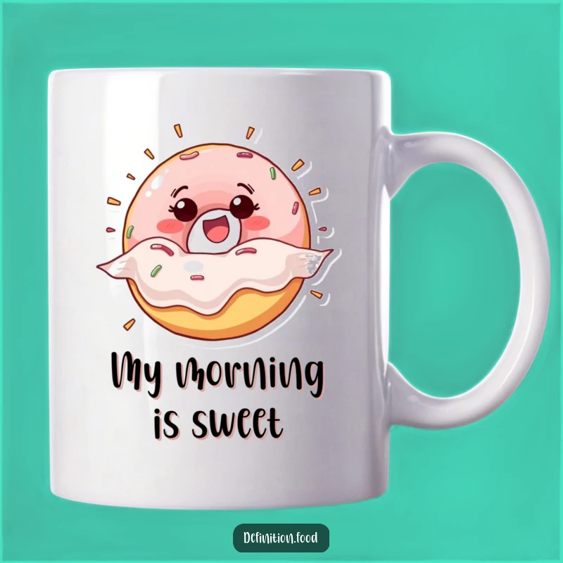 Funny Donut Wrapper Burst Mug - Happy Treat Character Gift