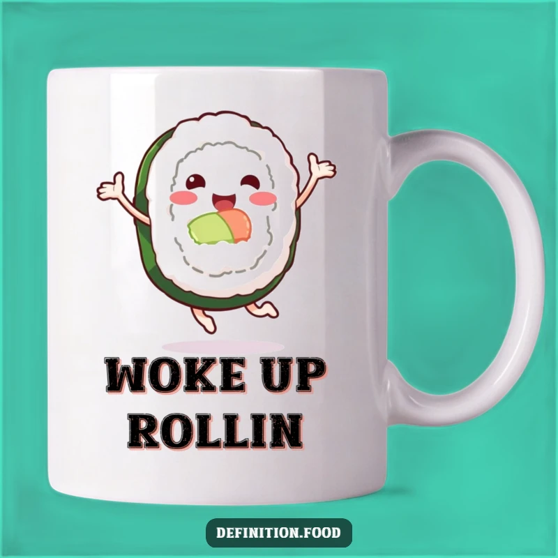 Funny Leaping Sushi Roll Mug: A Joyful & Humorous Start to Your Day