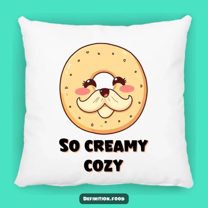 Funny Bagel Mustache Pillow: Cozy Up with Delicious Breakfast Comfort Gift