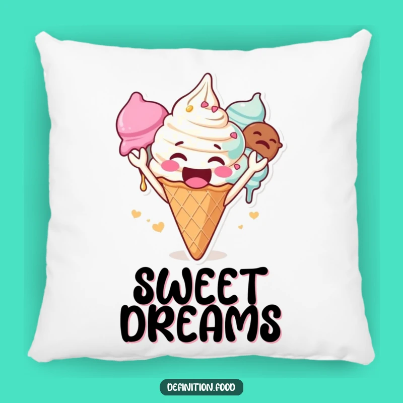Funny Cheering Ice Cream Pillow - Cozy Character Cushion for Sweet Comfort