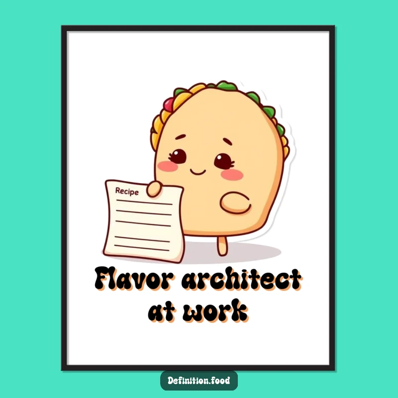 Funny Taco Chef Digital Art: Printable Culinary Comedy, Humorous Wall Decor Gift