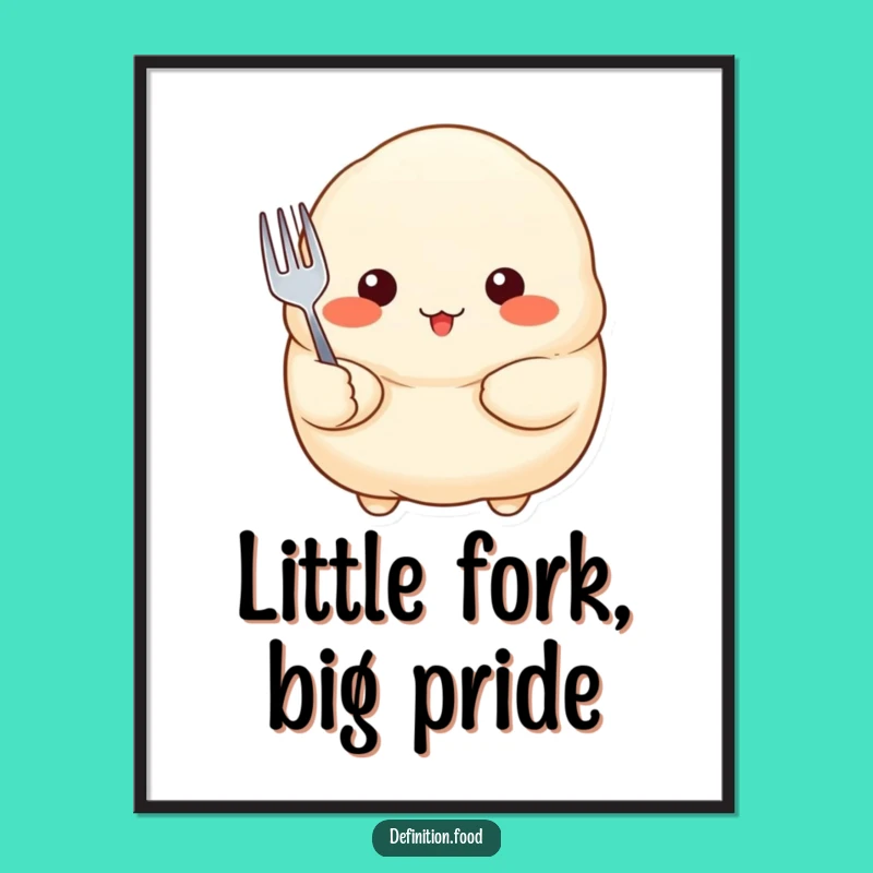 Funny Dumpling Fork Digital Art Print - Instant Cute Decor, Perfect Funny Gift!