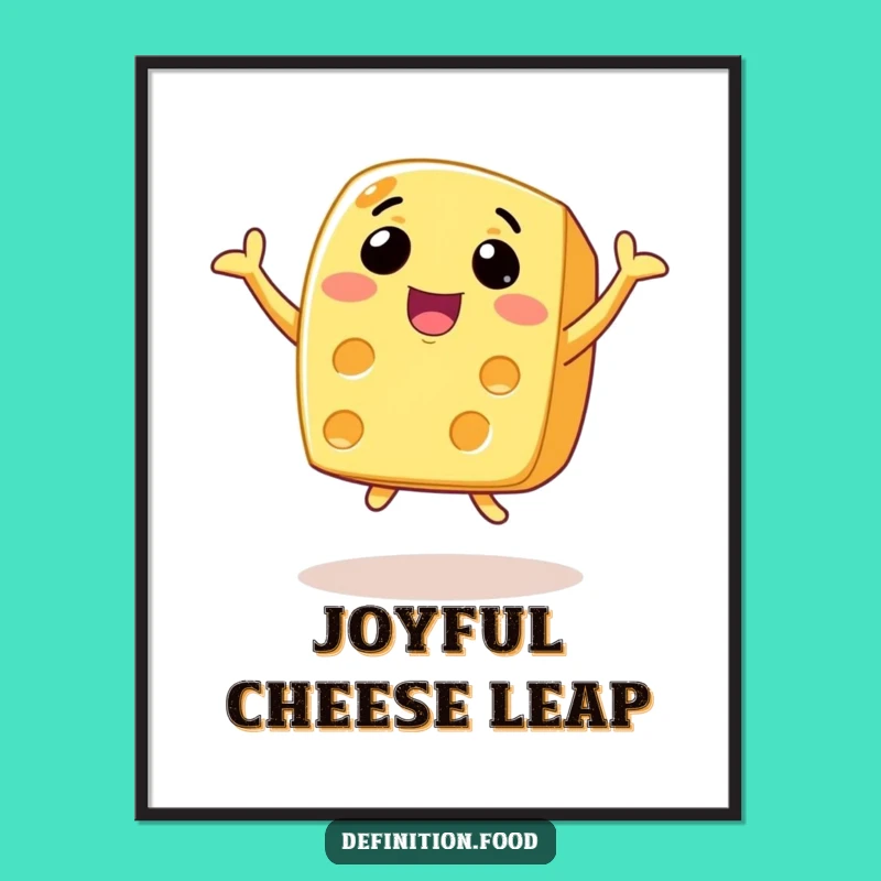Funny Joyful Cheese Leap Digital Art Print: Instant Cheesy Joy