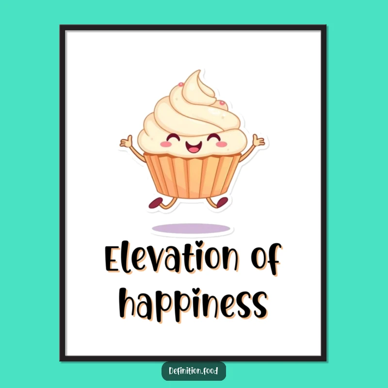 Funny Joyful Cupcake Hop Digital Art: Instantly Add Sweet Cheer to Your Walls