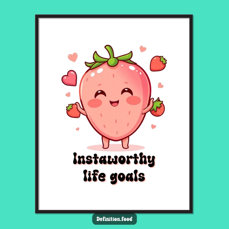 Funny Strawberry Juggling Food Shapes Digital Print - Instant Whimsy for Your Walls