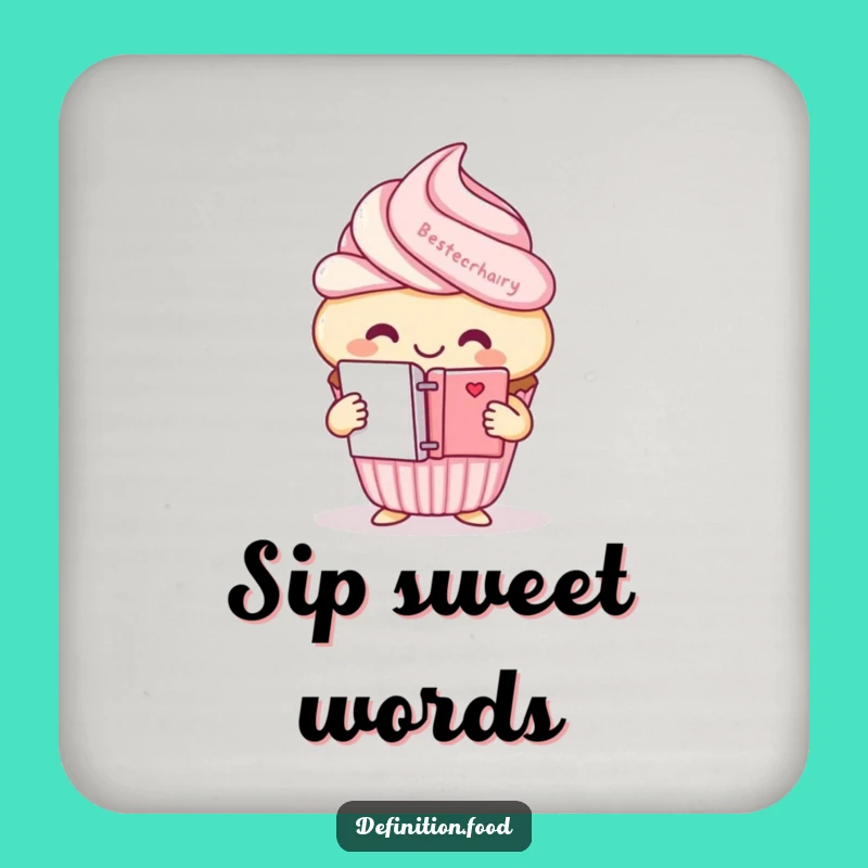 Funny Cupcake Dictionary Coaster - Cheerful Character Table Protector Gift