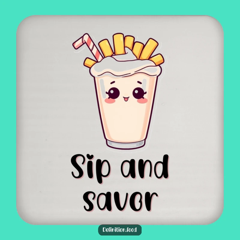 Funny Fry Milkshake Coaster: Curious French Fry Peeking Out, Protects Surfaces Funny Gift!