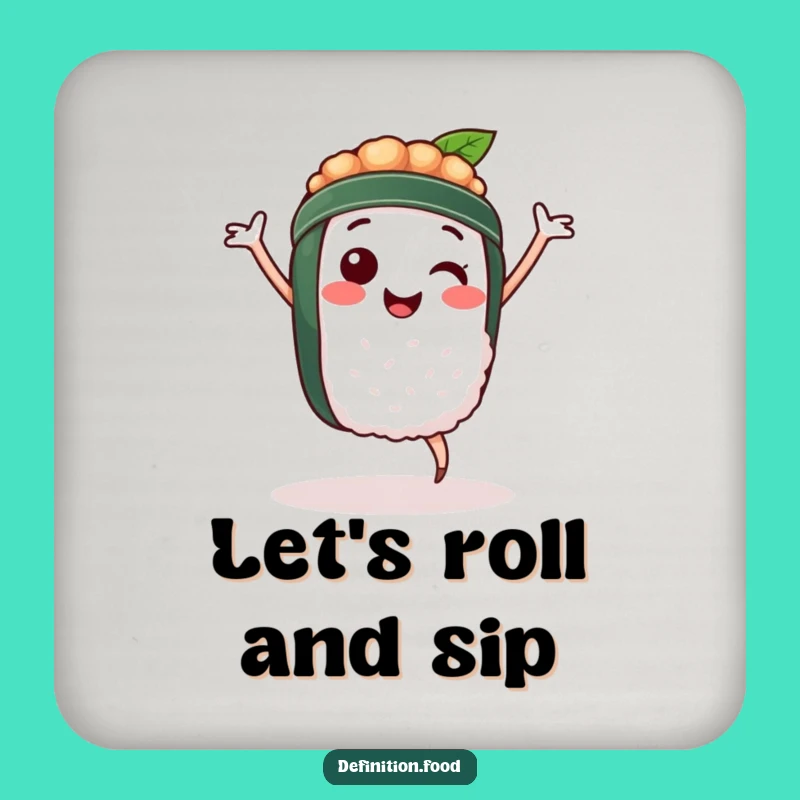 Funny Sushi Dance Drink Coaster: Protect Surfaces with Playful Foodie Flair