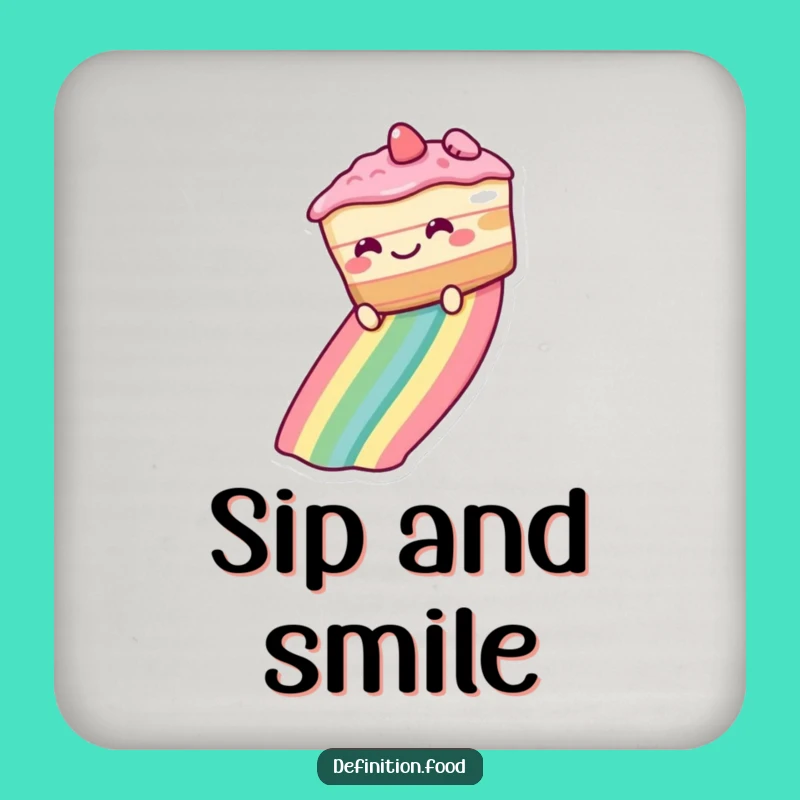 Funny Rainbow Cake Drink Coaster - Protect Surfaces with Dessert Charm, Perfect Funny Gift!