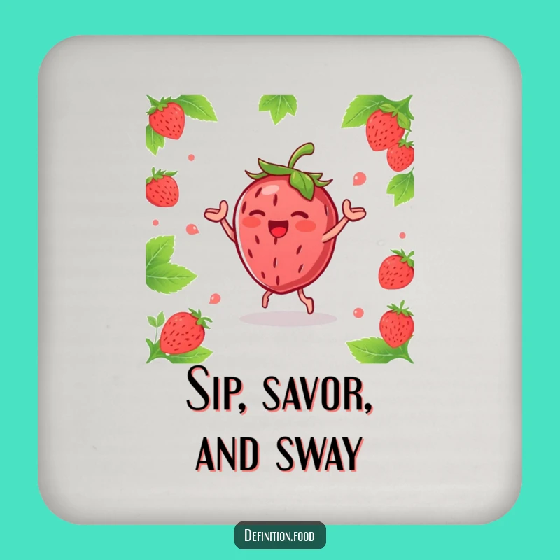 Funny Strawberry Dance Coaster - Protect Surfaces with Berry Humor