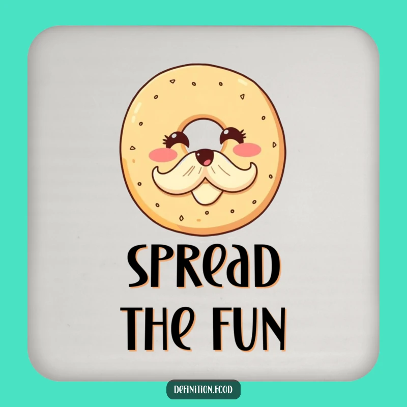 Funny Bagel Mustache Coaster: Protect Surfaces with Breakfast Flair Gift