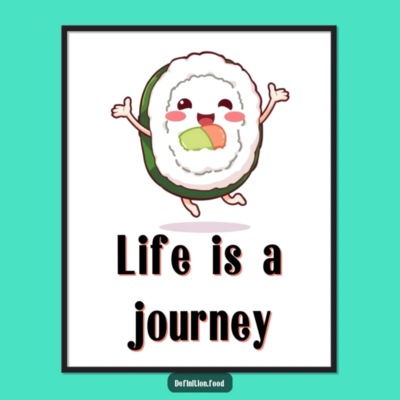 Funny Leaping Sushi Roll Poster: Add a Splash of Joyful Humor to Your Walls