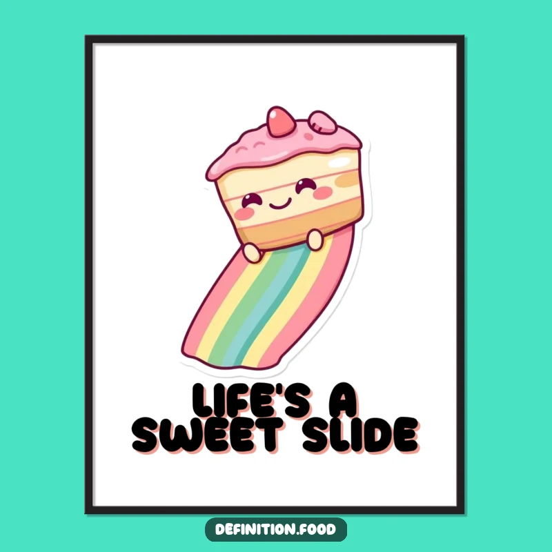 Funny Rainbow Cake Poster - Vibrant Dessert Art Print, Perfect Funny Gift!