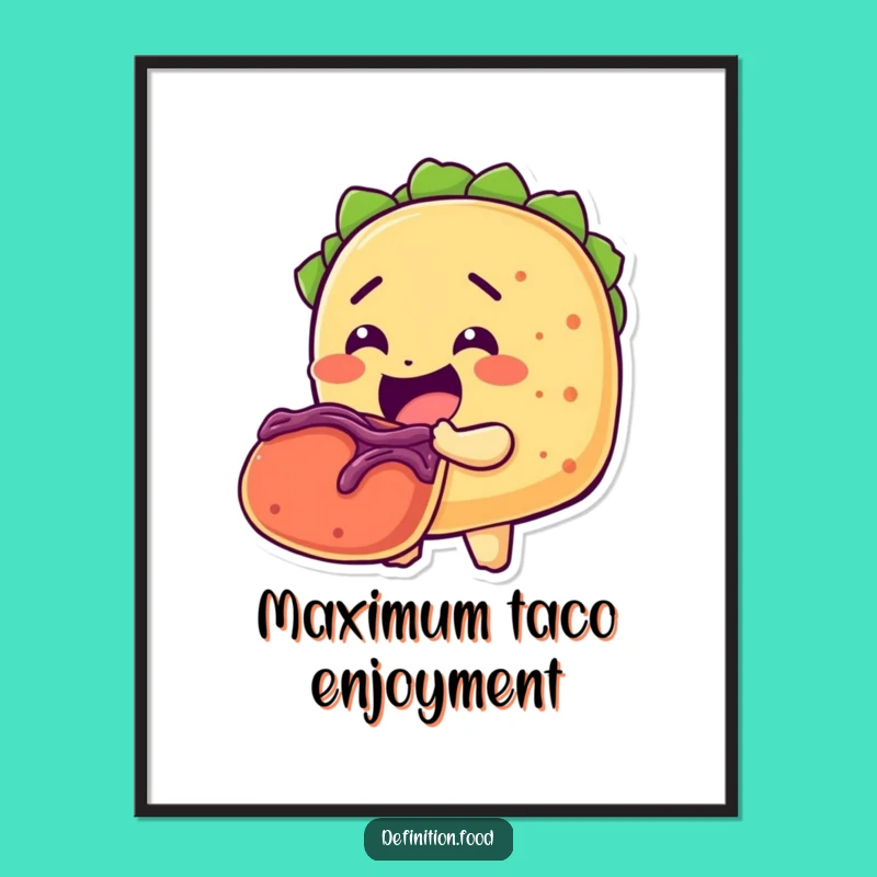 Funny Taco Character Poster: Bring Hilarious Mexican Food Vibes to Your Walls