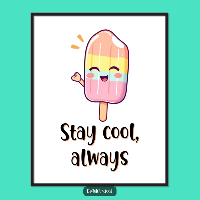 Funny Winking Popsicle Wave Poster: Cool Art for Refreshing Spaces