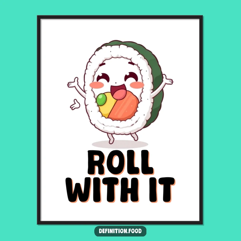 Funny Sushi Pirouette Poster - Artistic Flair for Food Lovers!