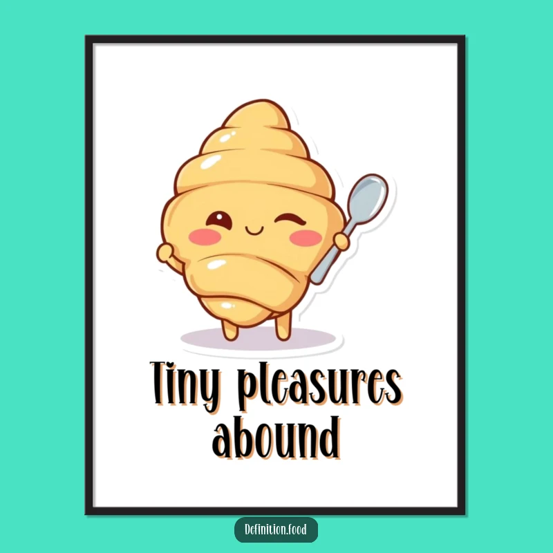 Funny Winking Croissant Poster: Adorable Pastry Art for a Humorous Home Gift