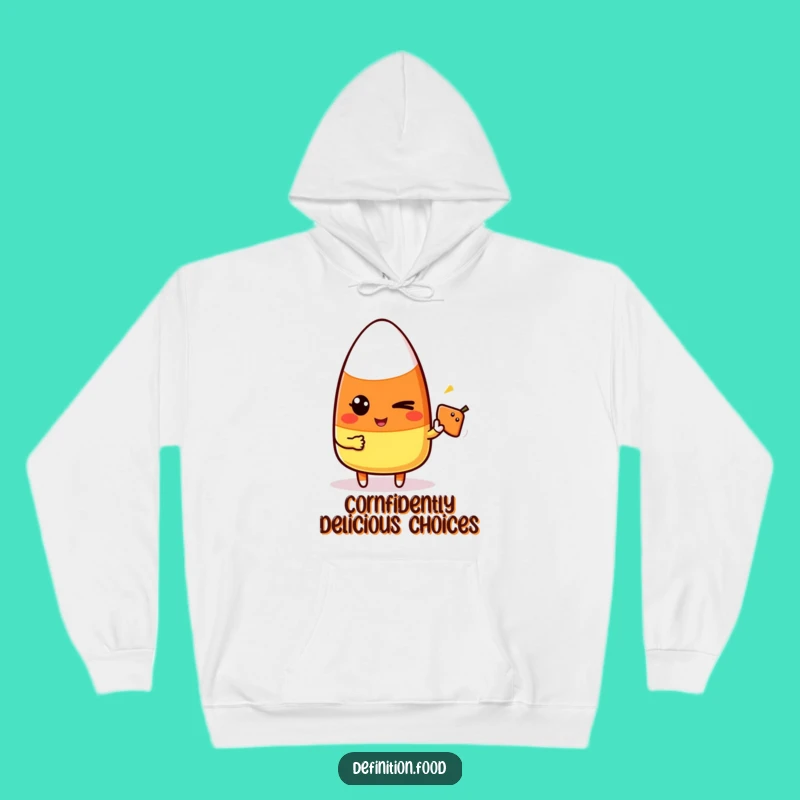 Cozy Funny Candy Corn Winking Hoodie - Warm & Playful Comfort