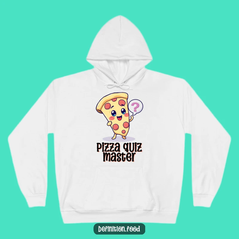 Cozy Funny Pizza Quiz Hoodie - Cheerful Character Warm Gift