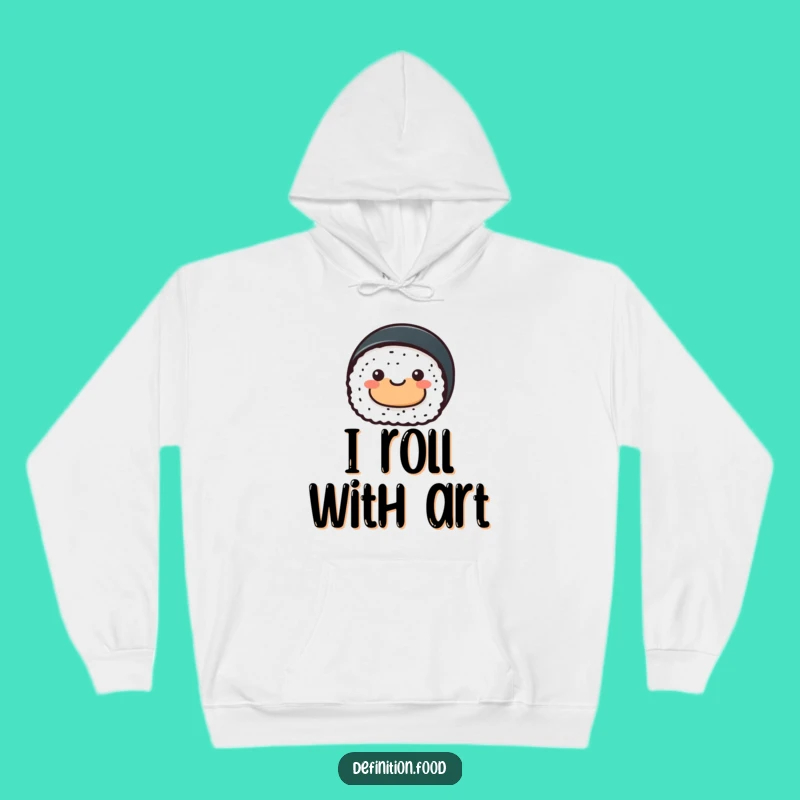 Funny Sushi Roll Hoodie: Cozy Abstract Art Wear, Warm Whimsical Gift