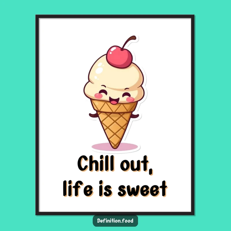 Free Printable Ice Cream Cherry Wall Art - Quirky Downloadable Decor