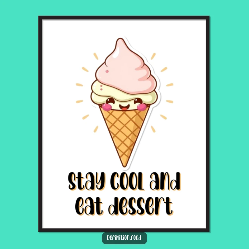 Free Printable Wall Art: Radiating Ice Cream Cone for Sweet Downloadable Decor