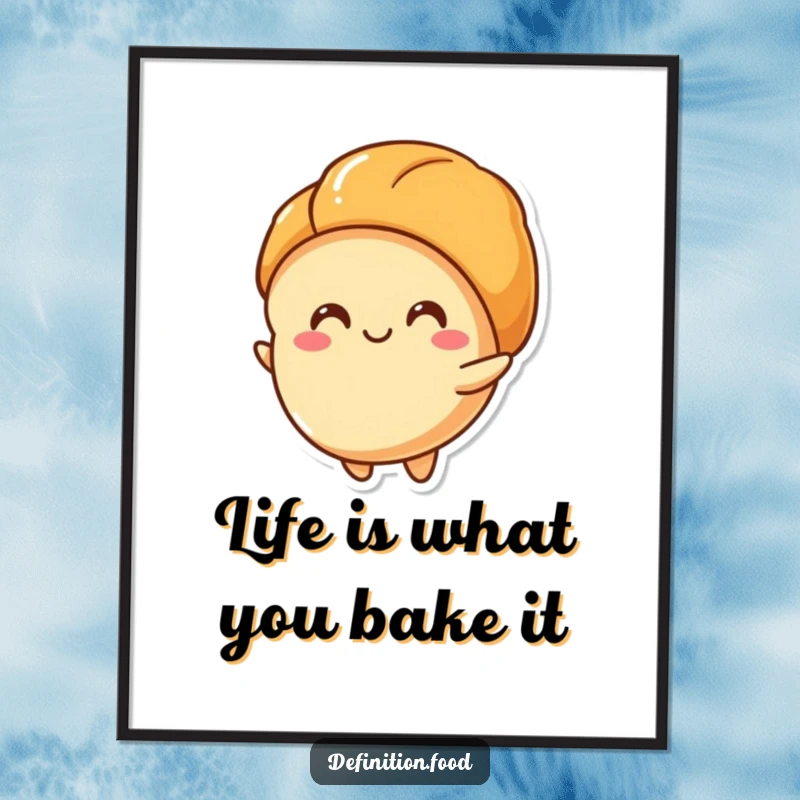 Funny Free Printable Wall Art: A stylized croissant character happily unfurls its delicious layers, adding charm to decor.