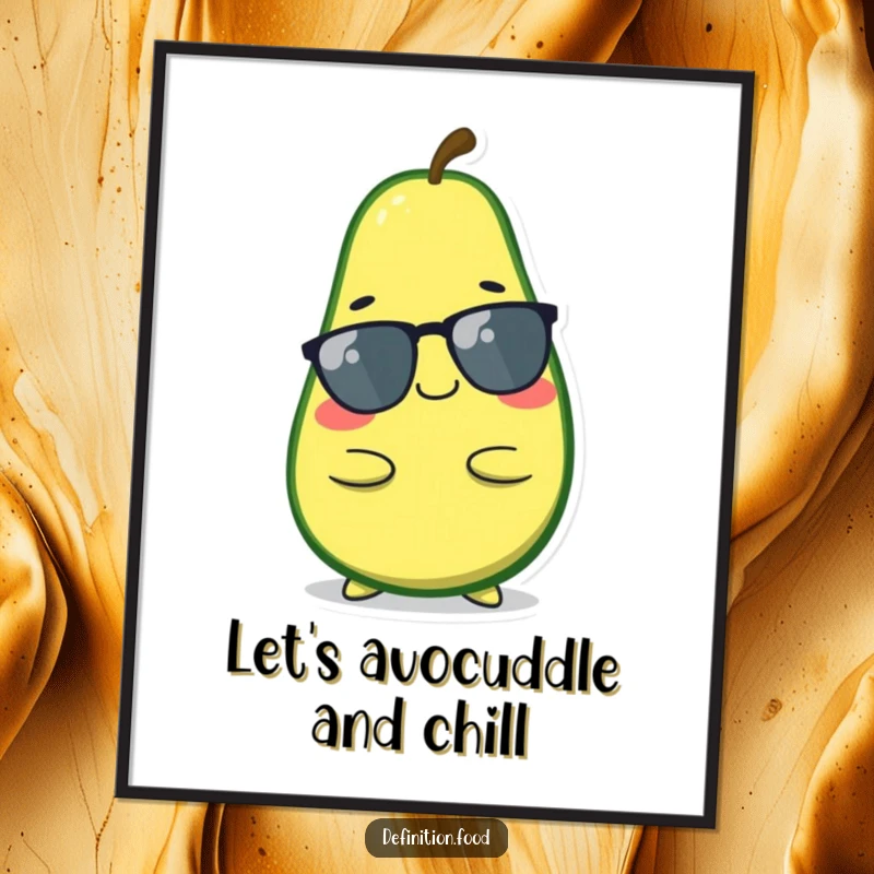 Funny Free Printable Wall Art: Smiling Avocado Character in a Cool, Relaxed Pose