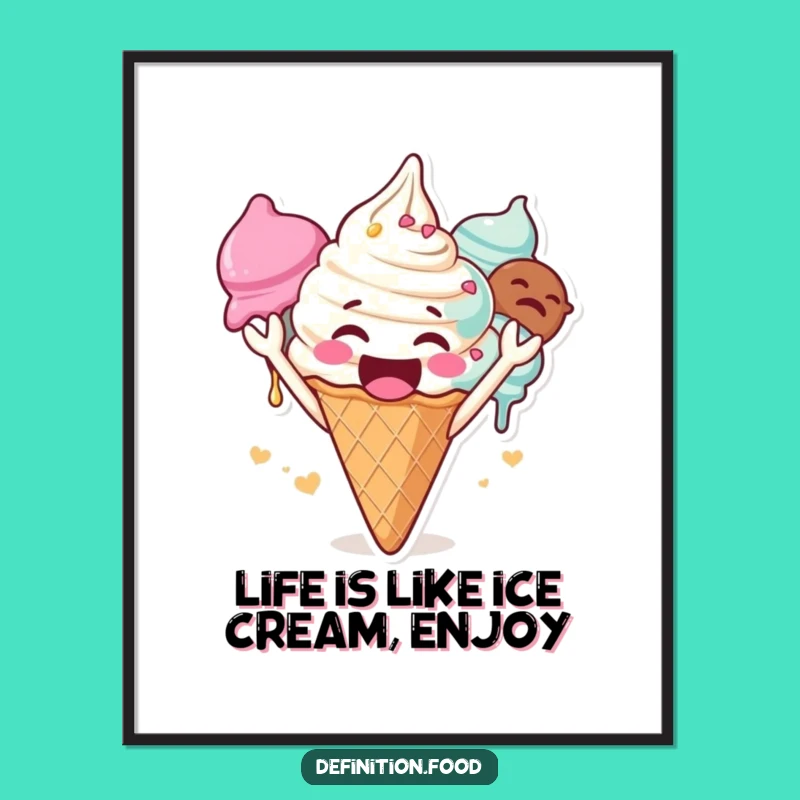 Funny Free Printable Ice Cream Wall Art: Cheering Cone for a Joyful Space