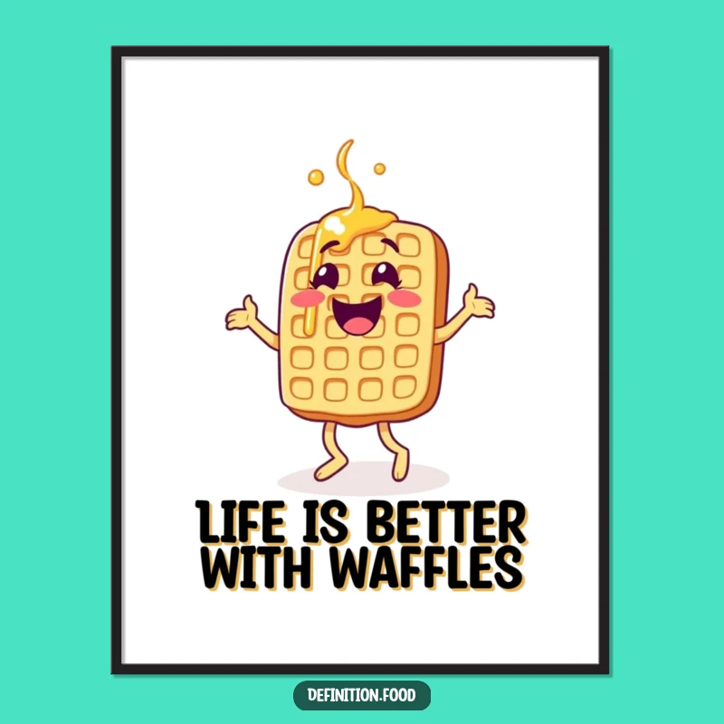 Funny Free Printable Waffle Wall Art: Jigging Character for Happy Decor