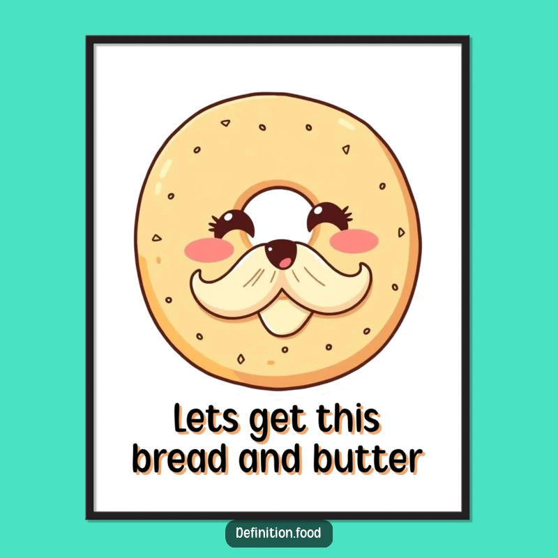 Free Printable Bagel Mustache Wall Art - Whimsical Downloadable Decor