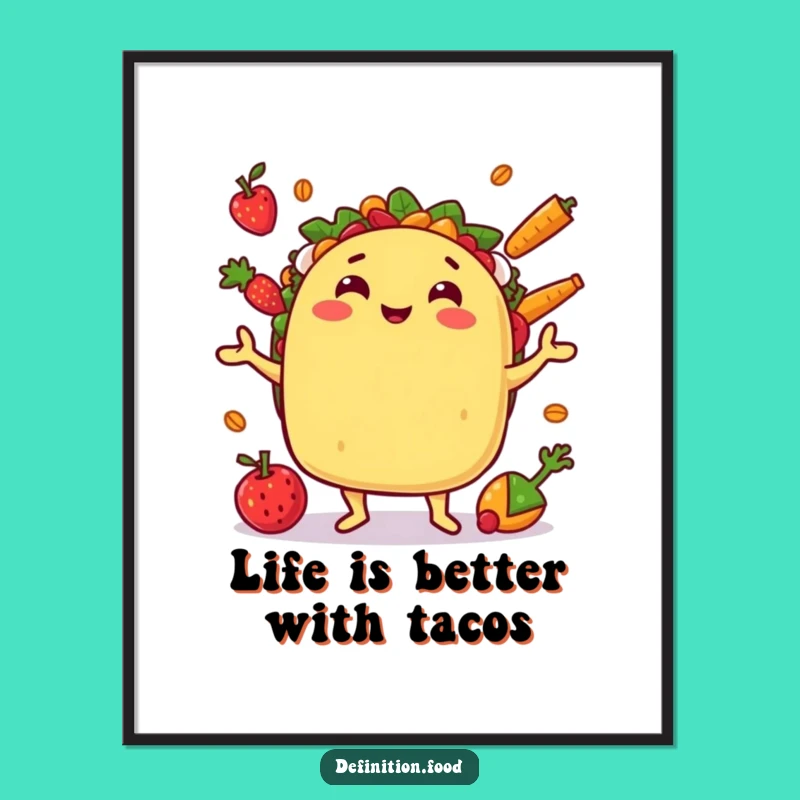 Funny Taco Juggling Art Free Printable - Festive Downloadable Poster