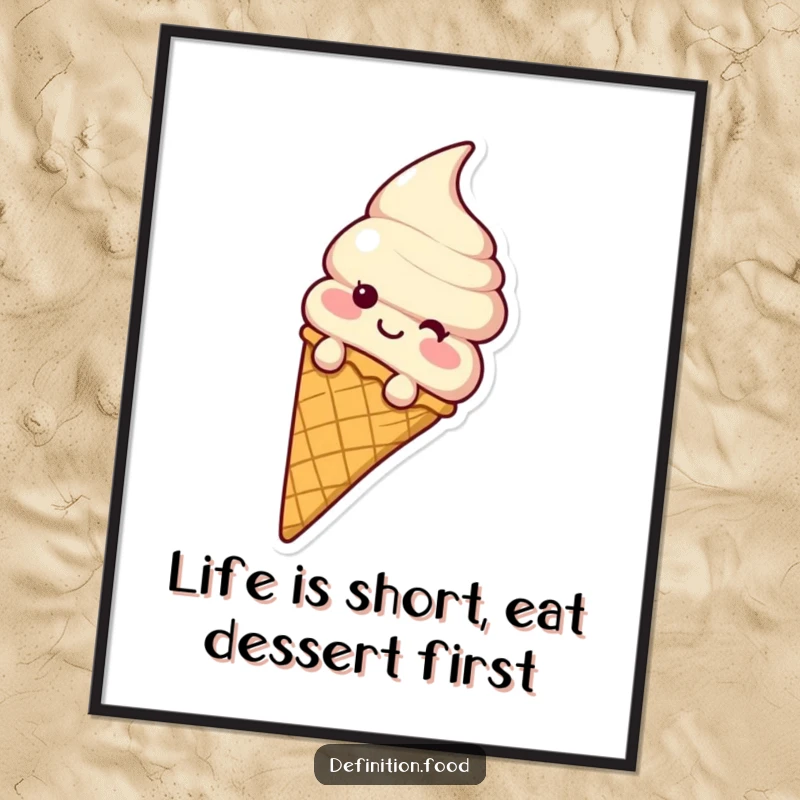 Funny Free Printable Wall Art: Giggling ice cream cone joyfully sliding down a waffle cone, adding a touch of fun decor.
