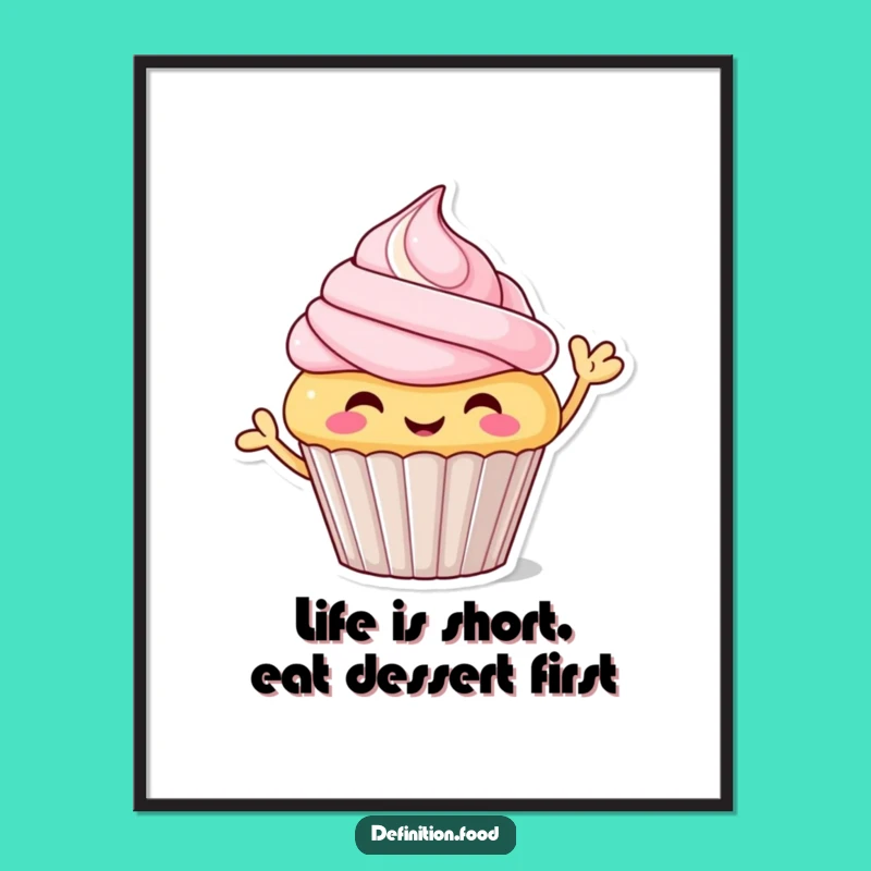 Funny Free Printable Cupcake Wall Art: Cheerful Waving Character for Quirky Decor