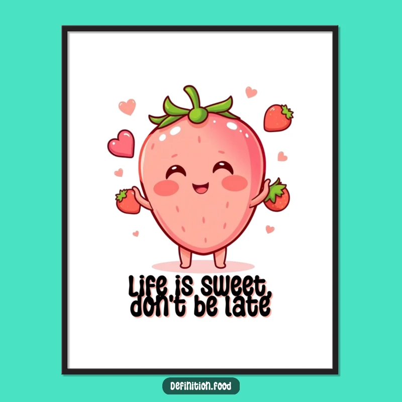 Funny Free Printable Wall Art: Strawberry Juggler's Whimsical Food Art!
